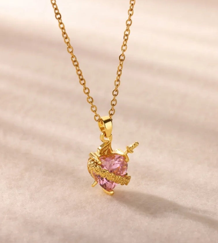 Collar Inmaculado Corazón de María y Baño de Oro 18K